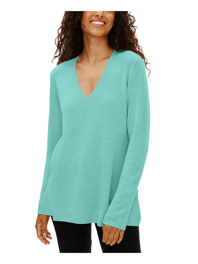 EILEEN FISHER Womens Turquoise Long Sleeve V Neck Sweater XXS