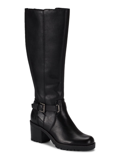 BARETRAPS Womens Black Lug Sole Cushioned Round Toe Block Heel Zip-Up Riding Boot 6