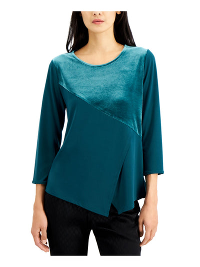 ALFANI Womens 3/4 Sleeve Scoop Neck Top