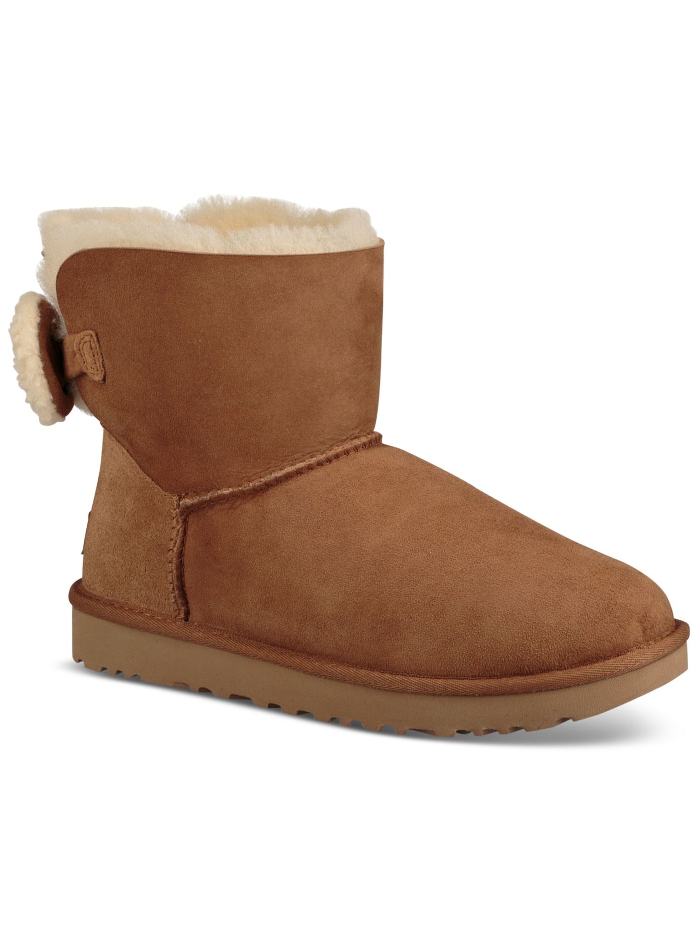 UGG Womens Brown Bow Accent Padded Arielle Round Toe Wedge Leather Booties 11