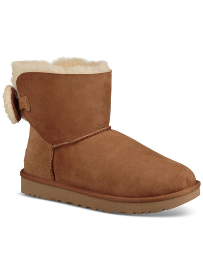 UGG Womens Brown Bow Accent Padded Arielle Round Toe Wedge Leather Booties 11