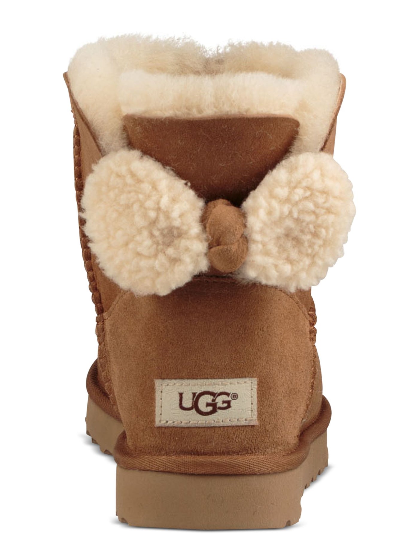 UGG Womens Brown Bow Accent Padded Arielle Round Toe Wedge Leather Booties 11