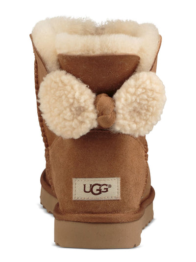 UGG Womens Brown Bow Accent Padded Arielle Round Toe Wedge Leather Booties 11