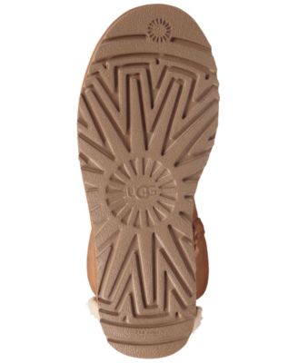UGG Womens Brown Bow Accent Padded Arielle Round Toe Wedge Leather Booties