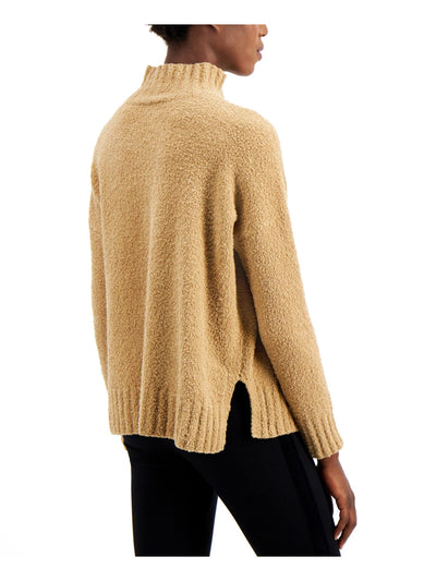 EILEEN FISHER Womens Brown Teddy Knit Long Sleeve Turtle Neck Sweater Size: XS