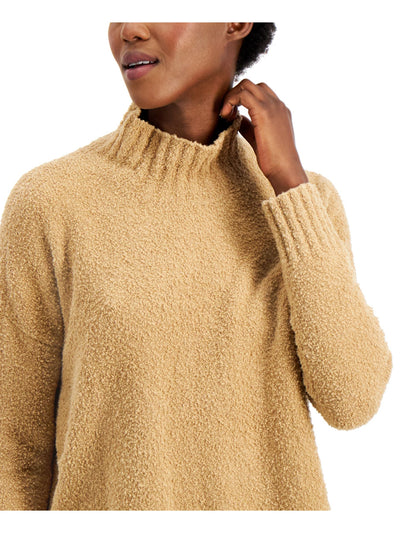 EILEEN FISHER Womens Brown Teddy Knit Long Sleeve Turtle Neck Sweater Size: XS