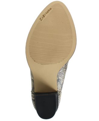 ZIGI SOHO Womens Beige Snake Skin Harlan Almond Toe Block Heel Zip-Up Boots Shoes M