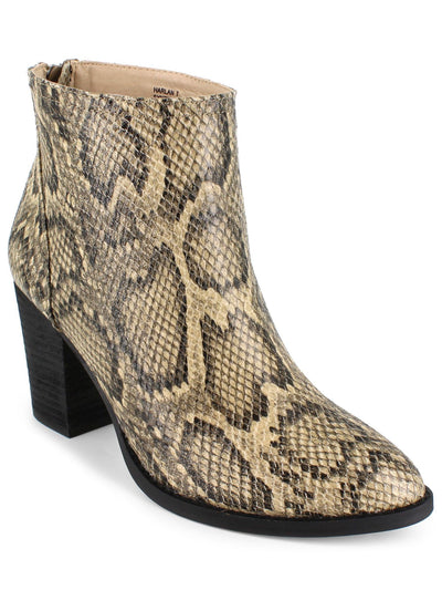 ZIGI SOHO Womens Gray Animal Print Almond Toe Stacked Heel Zip-Up Dress Boots 9