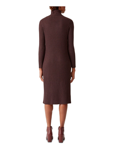 EILEEN FISHER Womens Brown Long Sleeve Turtle Neck Below The Knee Dress M