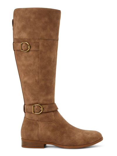 STYLE & COMPANY Womens Beige Buckle Accent Almond Toe Stacked Heel Zip-Up Boots 7