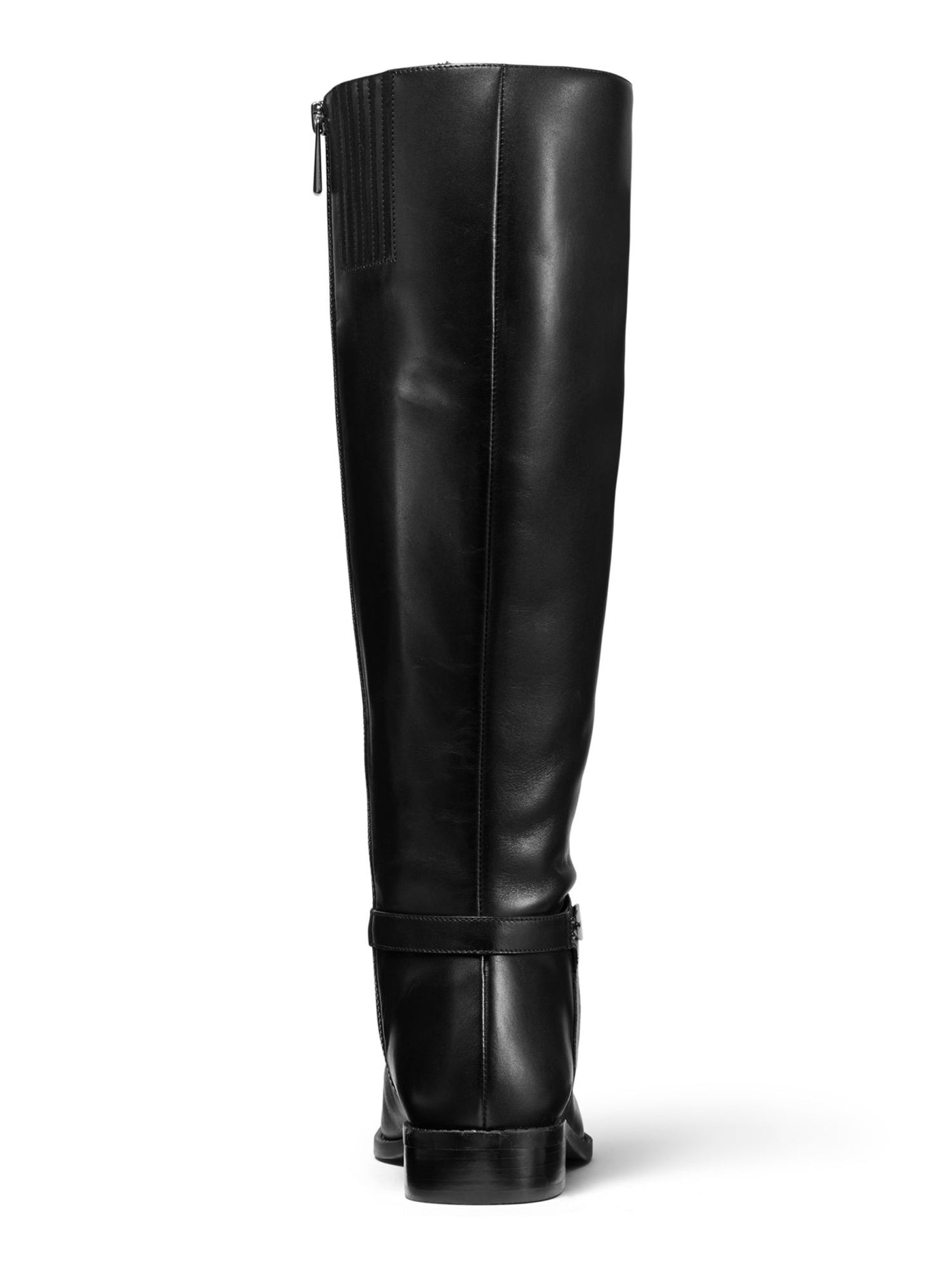 MICHAEL KORS Womens Black Hardware Detail Stretch Finley Round Toe Block Heel Zip-Up Leather Riding Boot 5 M