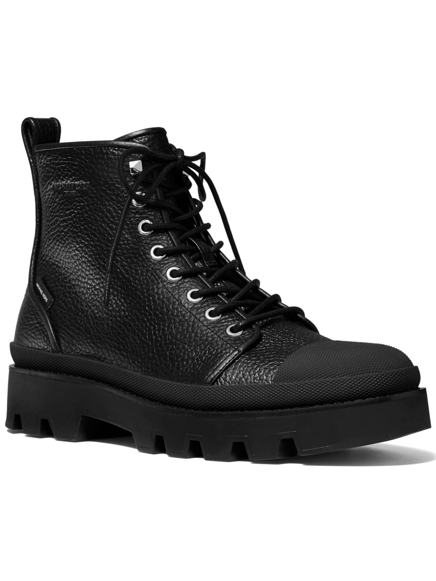 MICHAEL KORS Mens Black Water Resistant Colin Cap Toe Zip-Up Leather Combat Boots 11.5 M