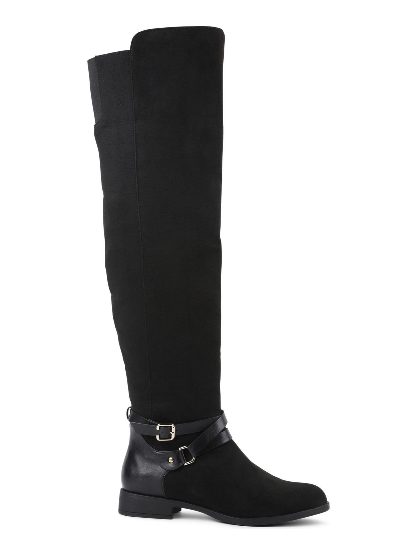 XOXO Womens Black Buckle Accent Stretch Dress Boots Shoes 6.5