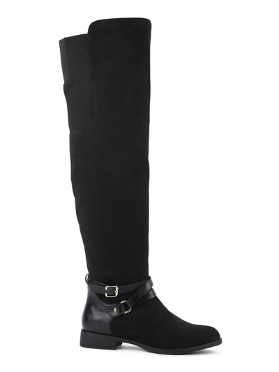 XOXO Womens Black Buckle Accent Stretch Dress Boots Shoes 7.5