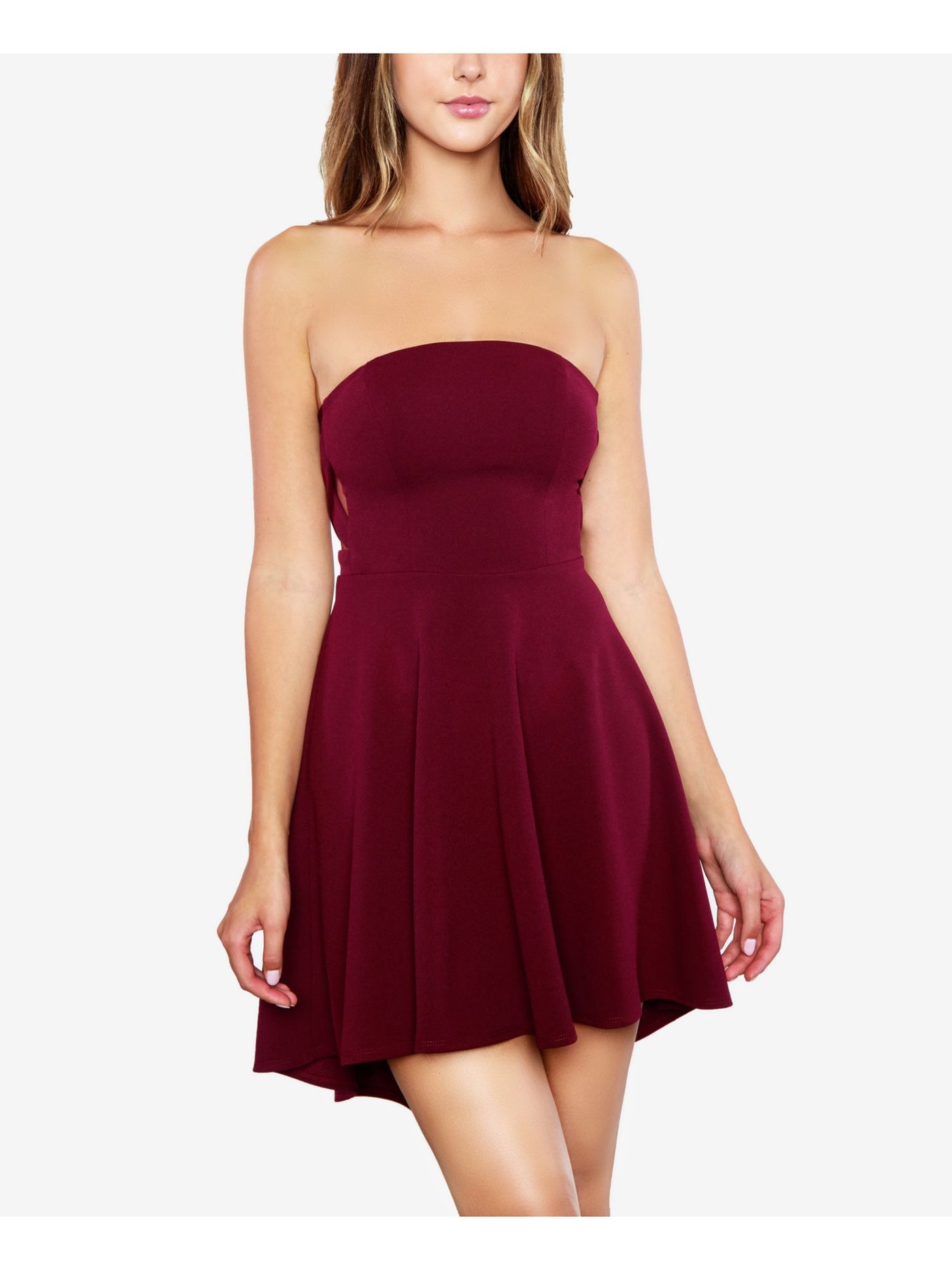 B DARLIN Womens Maroon Strapless Short Cocktail Fit + Flare Dress 7\8