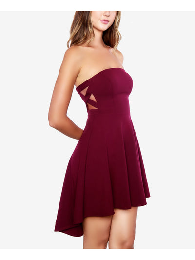 B DARLIN Womens Burgundy Strapless Short Cocktail Fit + Flare Dress 11\12