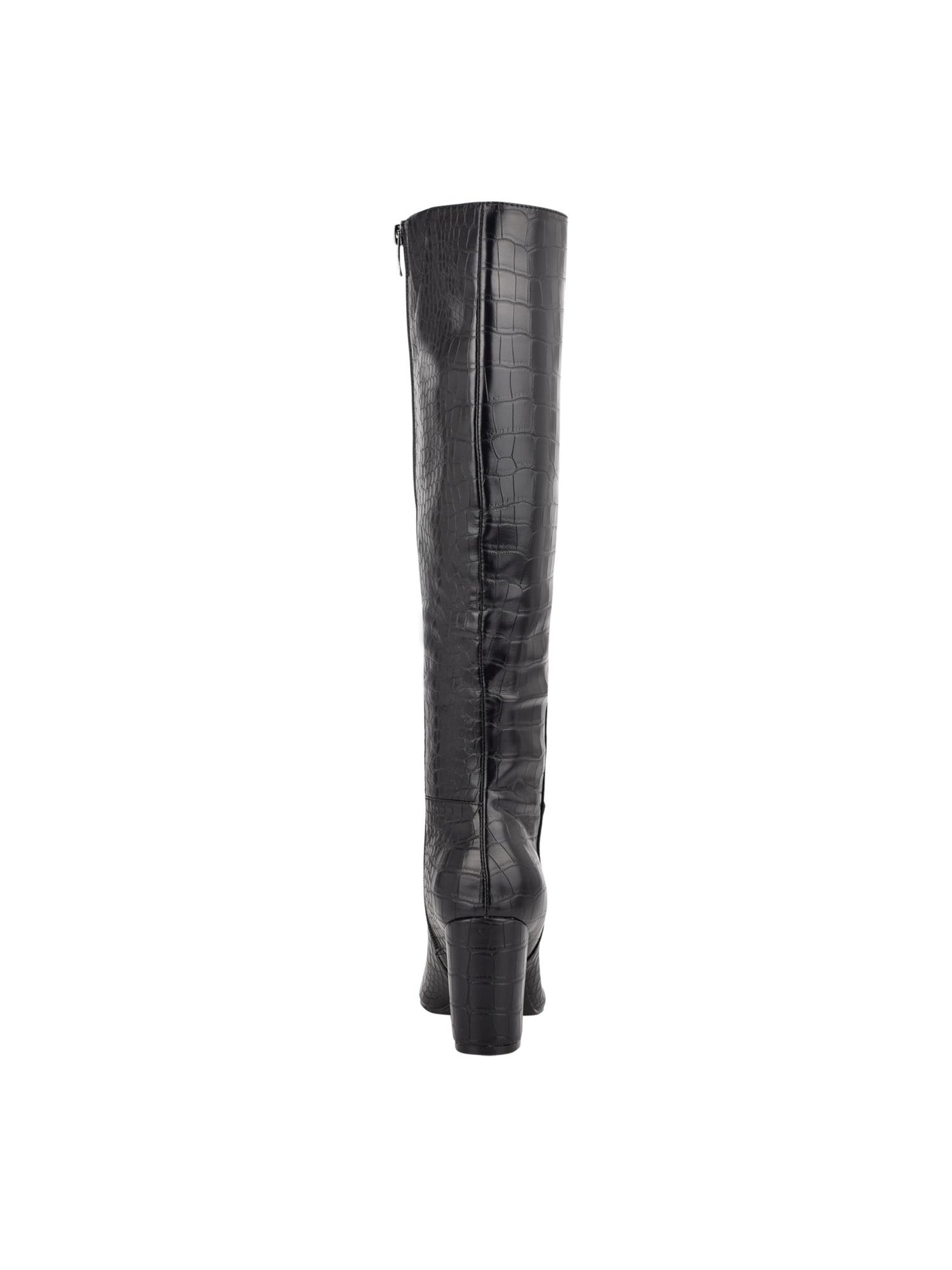 MARC FISHER Womens Black Croco Texture Erli Pointed Toe Stiletto Zip-Up Boots Shoes 5.5