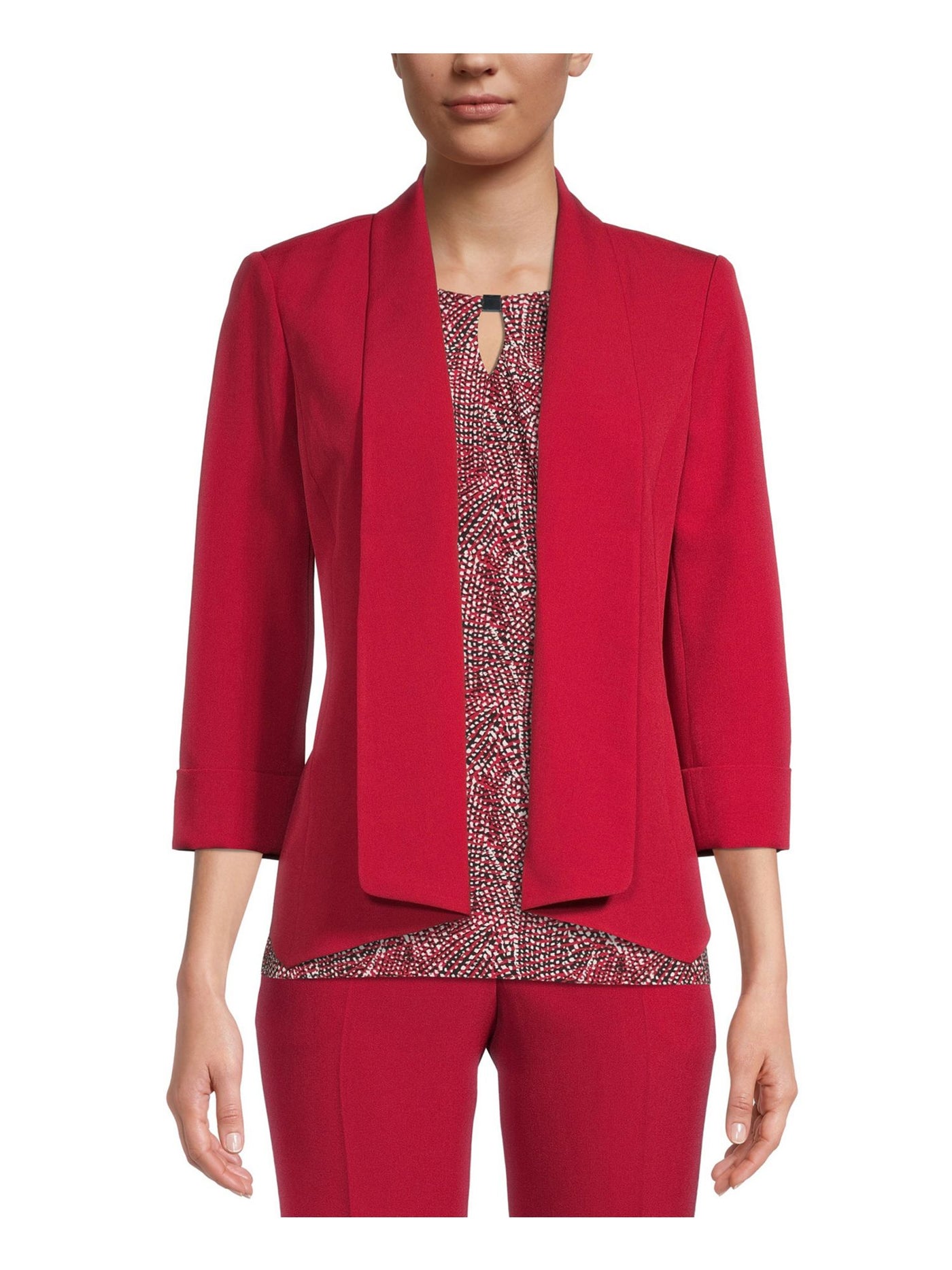 KASPER Womens Red Wear To Work Blazer Jacket Petites PXL