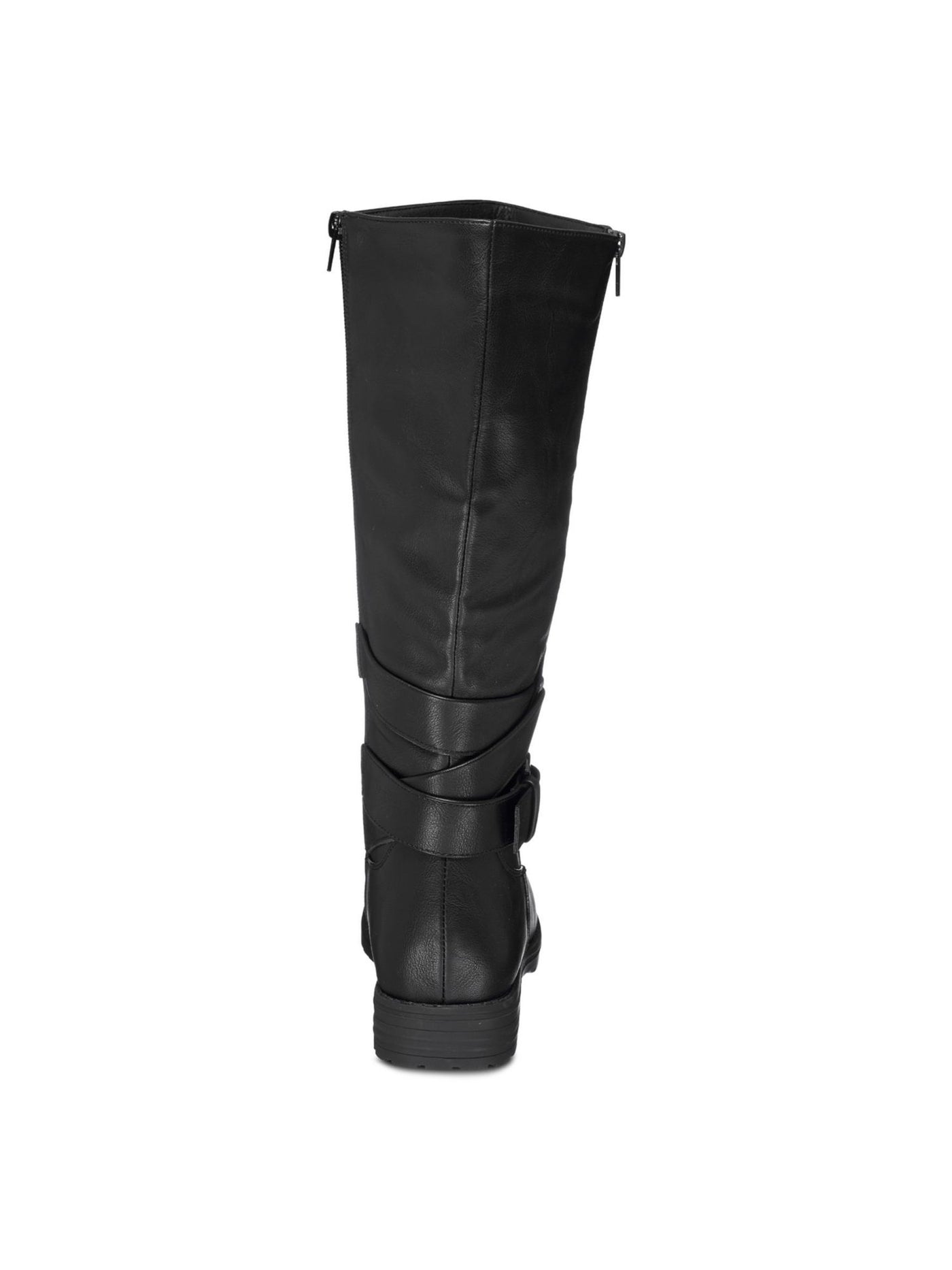 G.C. SHOES Womens Black Buckle Accent Cushioned Slip Resistant Stacked Heel Zip-Up Riding Boot 7.5