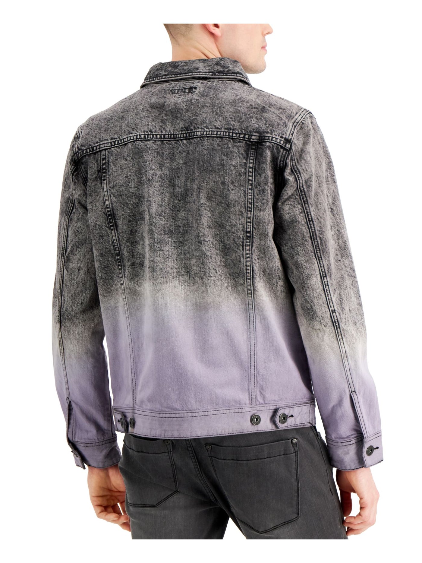 INC Mens Gray Ombre Denim Button Down Jacket S