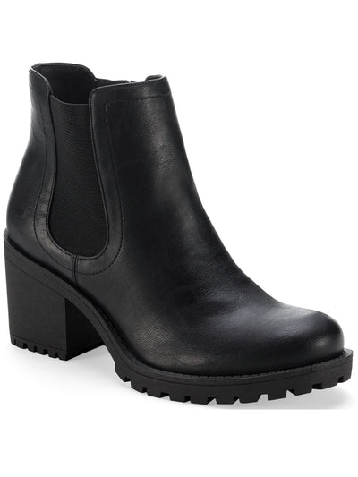 SUN STONE Womens Black Padded Goring Lug Sole Morghan Round Toe Block Heel Zip-Up Booties 10.5 M