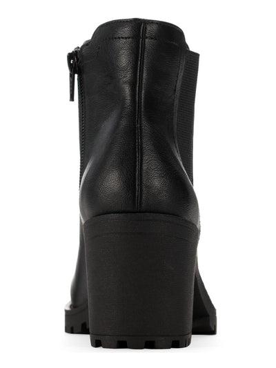 SUN STONE Womens Black Padded Goring Lug Sole Morghan Round Toe Block Heel Zip-Up Booties 10.5 M