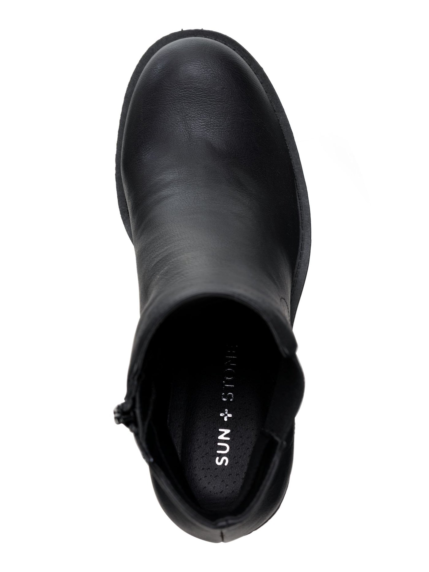 SUN STONE Womens Black Padded Goring Lug Sole Morghan Round Toe Block Heel Zip-Up Booties 10.5 M