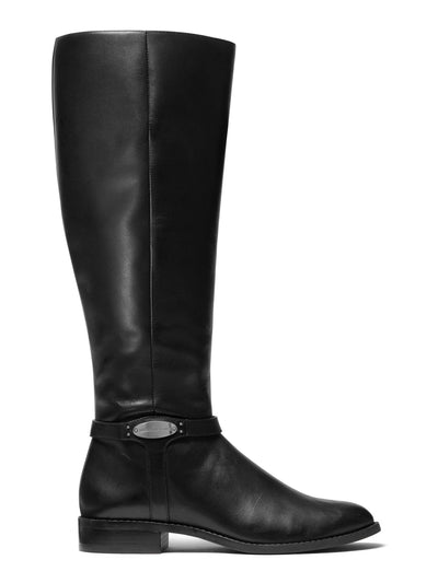 MICHAEL KORS Womens Black Shaft 16 Buckle Accent Round Toe Stacked Heel Zip-Up Leather Boots Shoes 5.5 M