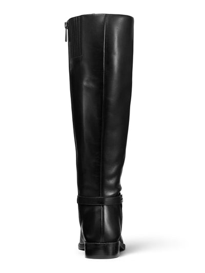 MICHAEL KORS Womens Black Shaft 16 Buckle Accent Round Toe Stacked Heel Zip-Up Leather Boots Shoes 5.5 M