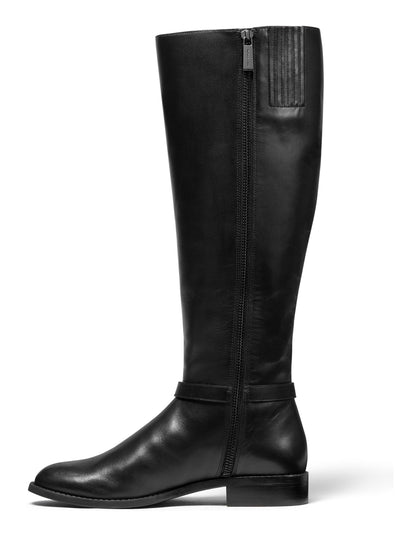 MICHAEL KORS Womens Black Shaft 16 Buckle Accent Round Toe Stacked Heel Zip-Up Leather Boots Shoes 5.5 M