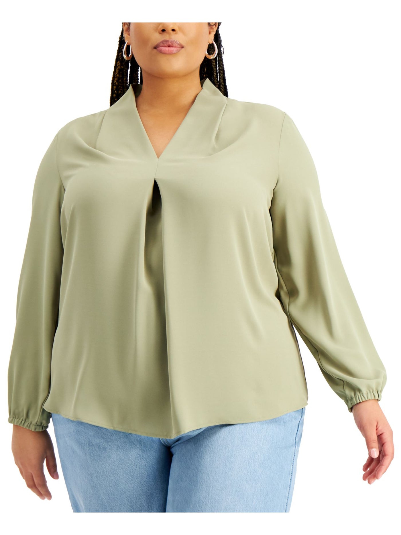 BAR III Womens Green Long Sleeve V Neck Top XXS