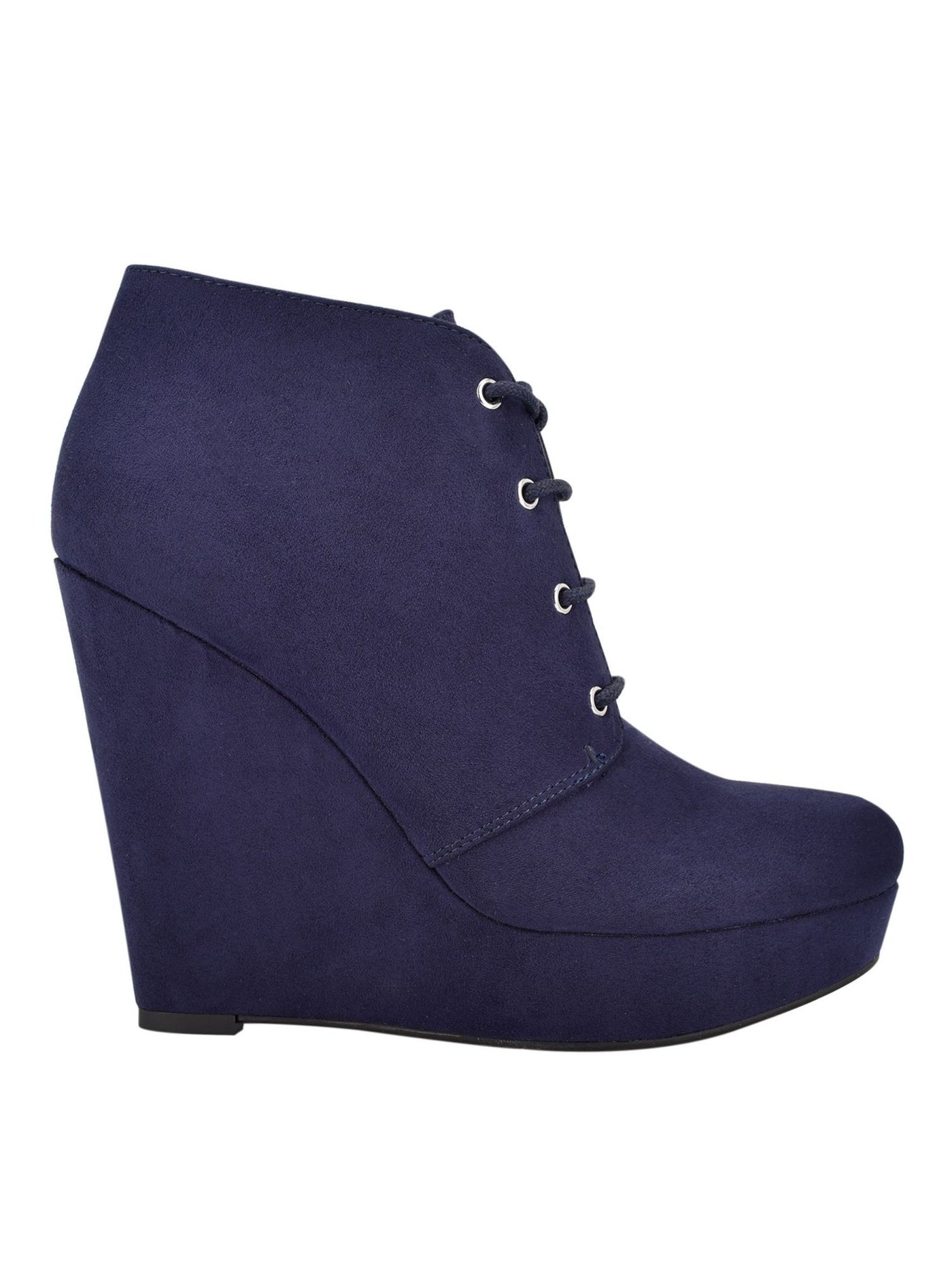 GBG LOS ANGELES Womens Blue 1" Platform Oxford Style Comfort Aheela Round Toe Wedge Lace-Up Booties 9.5 M