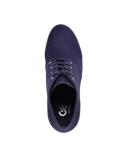 GBG LOS ANGELES Womens Blue 1" Platform Oxford Style Comfort Aheela Round Toe Wedge Lace-Up Booties 9.5 M