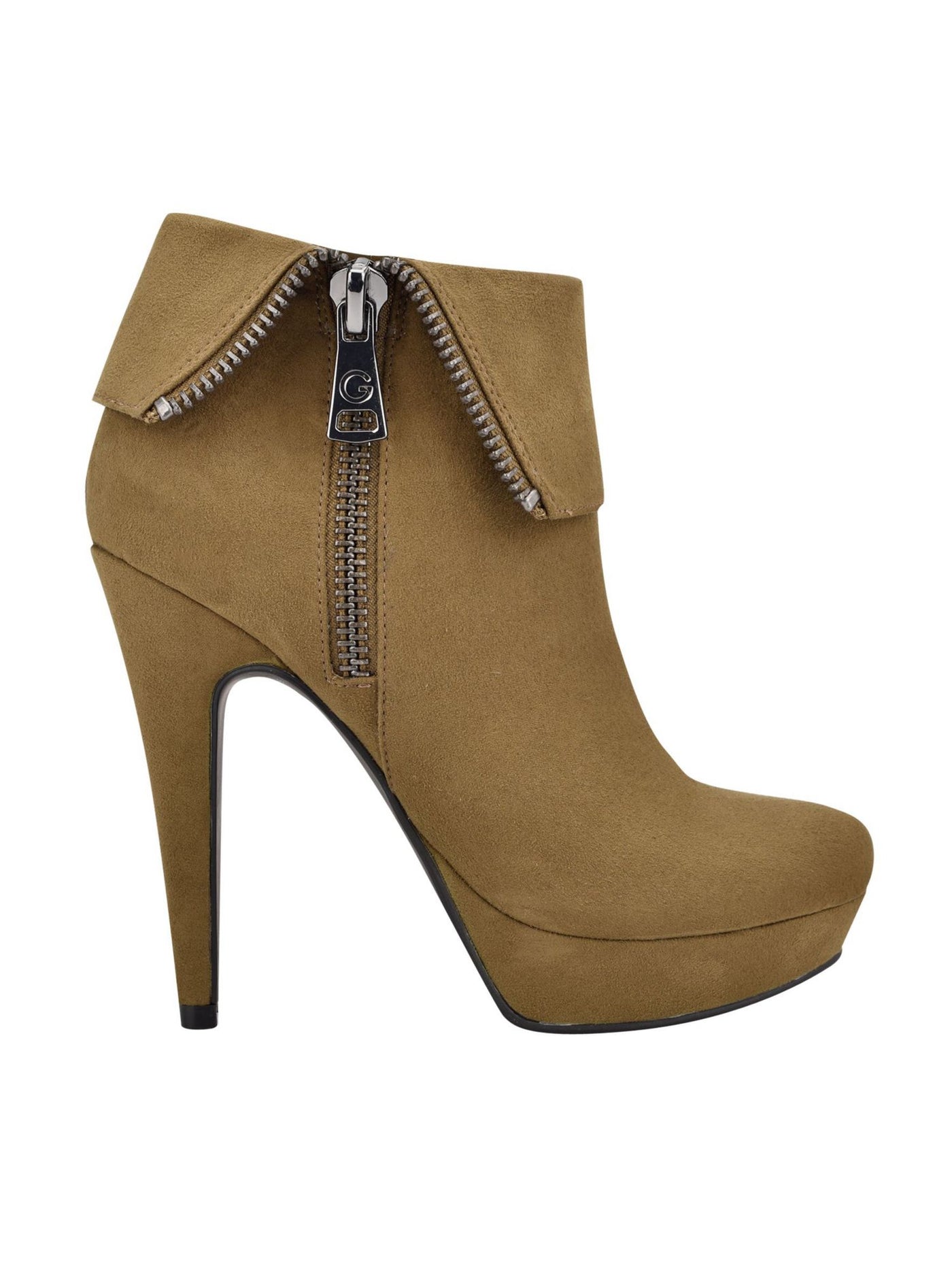 G BY GUESS Womens Green 1/2" Platform Cuffed Zipper Accent Padded Docker Almond Toe Stiletto Zip-Up Booties 10 M
