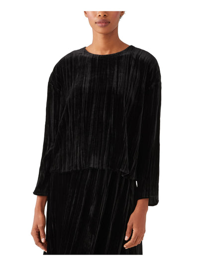 EILEEN FISHER Womens Long Sleeve Velvet Evening Top