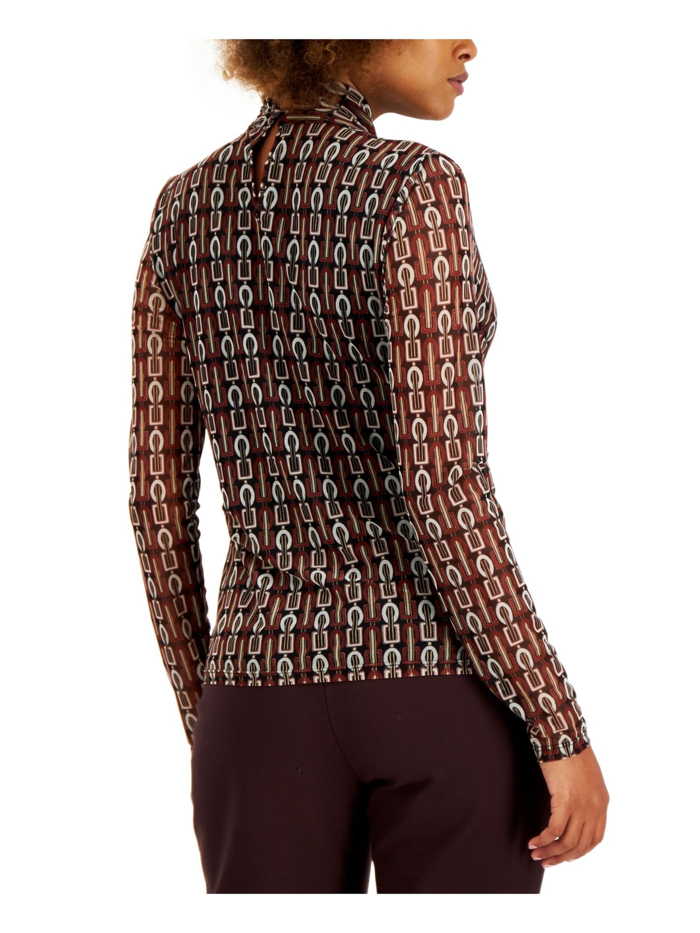 INC Womens Brown Long Sleeve Mock Top XS