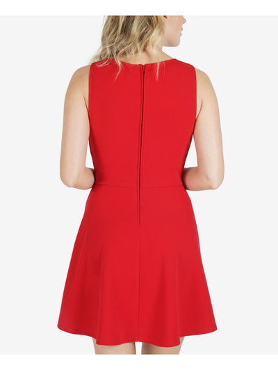 SPEECHLESS Womens Red Pocketed Scalloped Sleeveless V Neck Short Party Fit + Flare Dress Juniors S