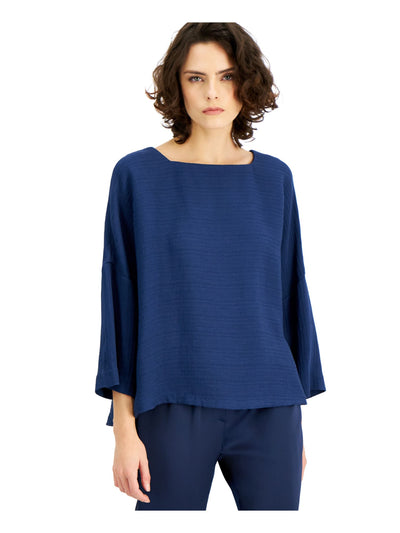 ALFANI Womens Blue Long Sleeve Scoop Neck Blouse XS