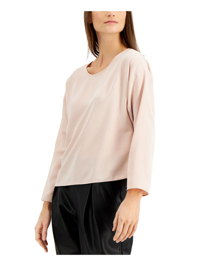 ALFANI Womens Long Sleeve Scoop Neck Flared Blouse
