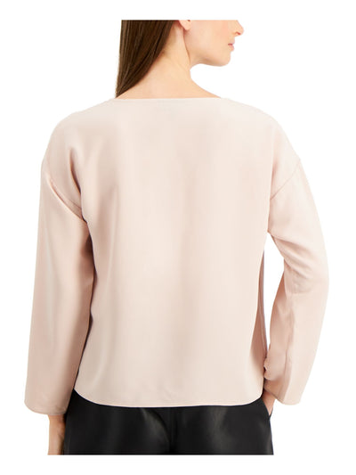 ALFANI Womens Long Sleeve Scoop Neck Flared Blouse