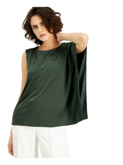 ALFANI Womens Green Crew Neck Top S