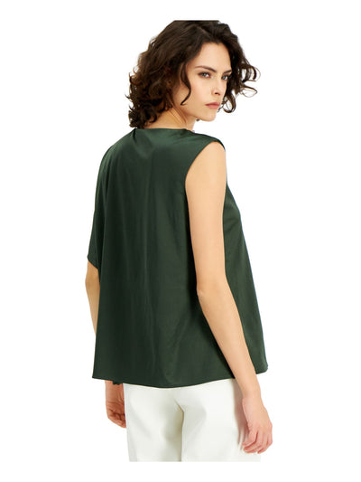 ALFANI Womens Green Crew Neck Top S