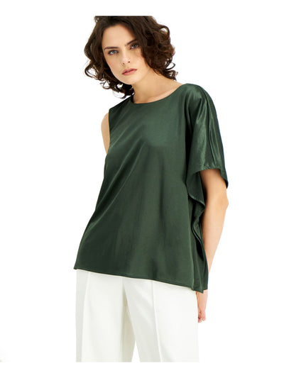 ALFANI Womens Green Crew Neck Top S