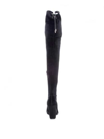 CHINESE LAUNDRY Womens Black Tie Velvet Fabric Comfort Bree Round Toe Block Heel Zip-Up Dress Boots 7 M