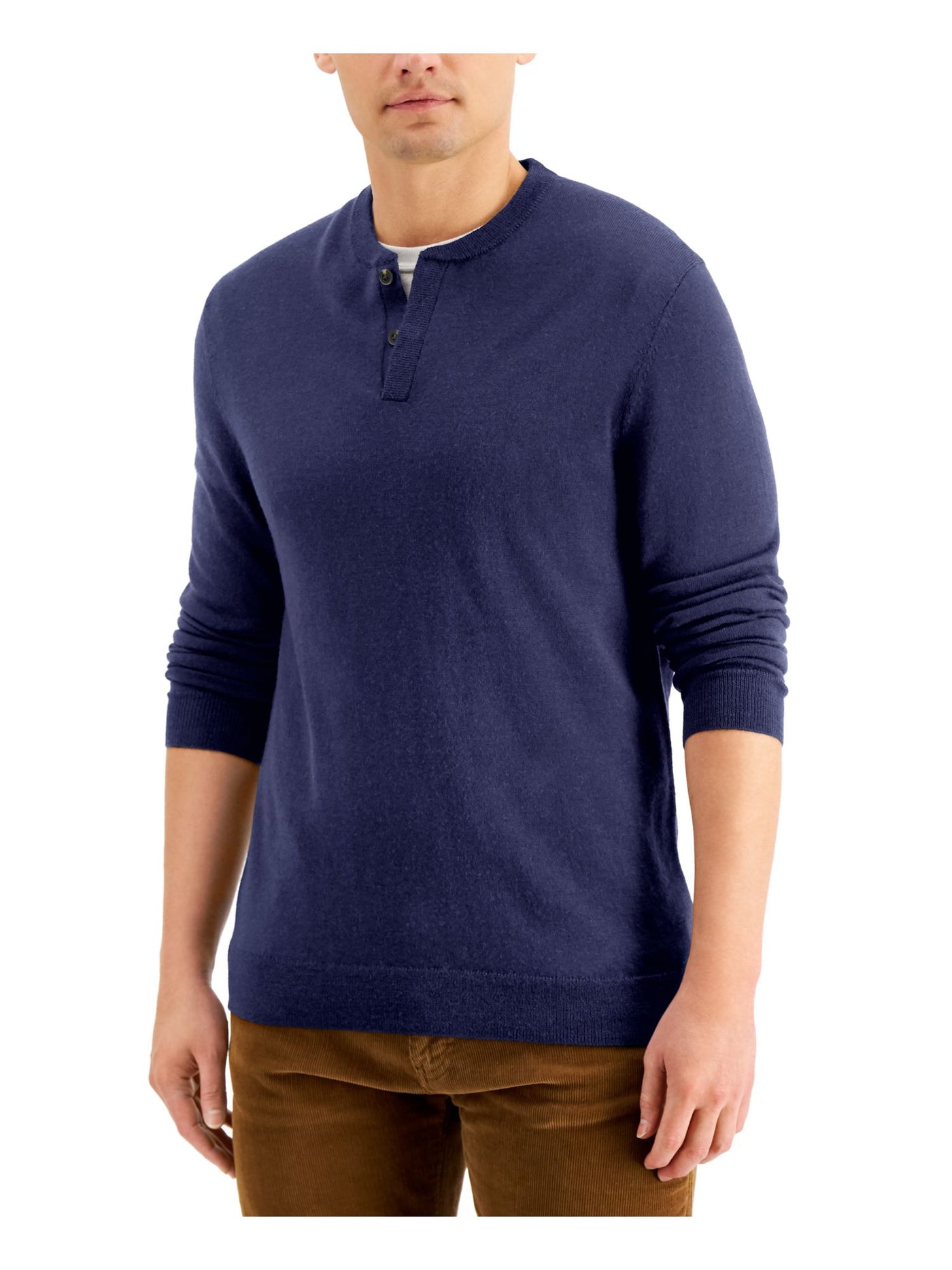 CLUBROOM Mens Navy Long Sleeve Pullover Sweater M