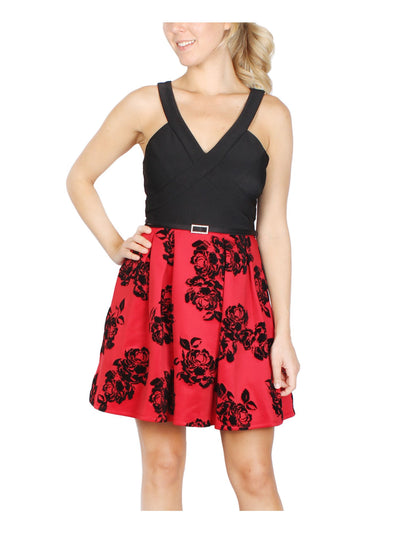 CRYSTAL DOLLS Womens Black Sleeveless Short Fit + Flare Party Dress 17