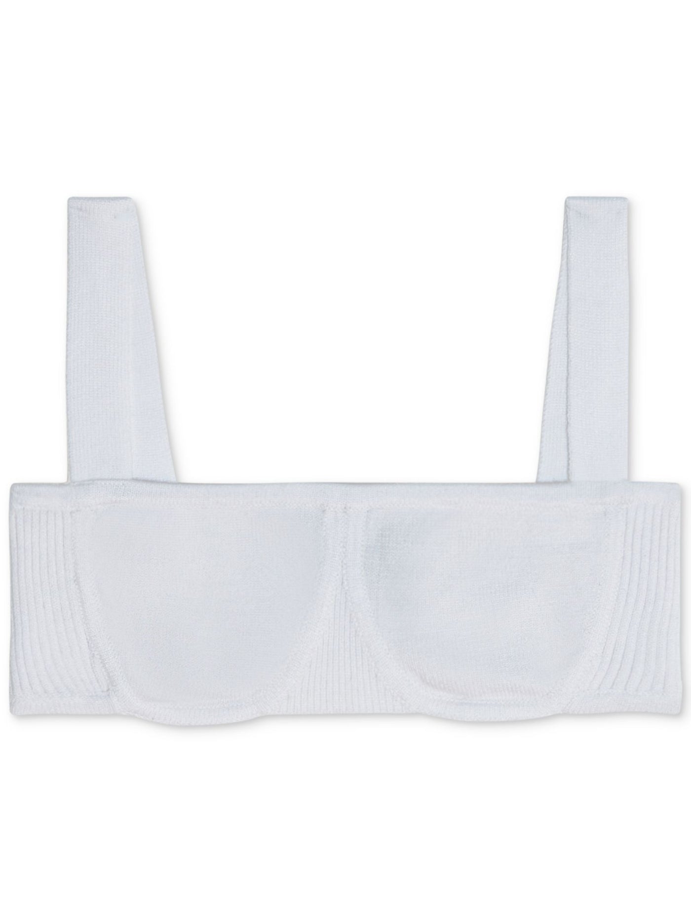 DANIELLE BERNSTEIN Womens White Square Neck Crop Top L