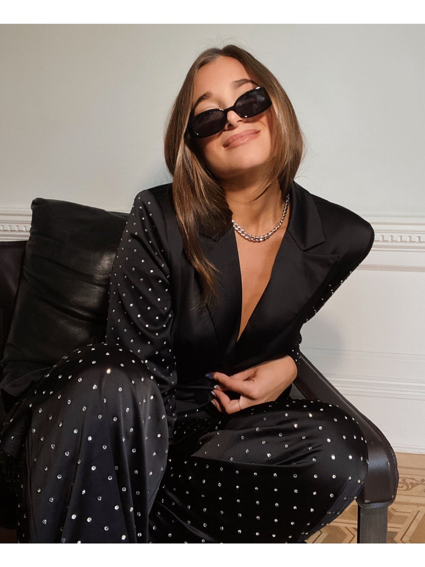 DANIELLE BERNSTEIN Womens Studded Party Blazer Jacket