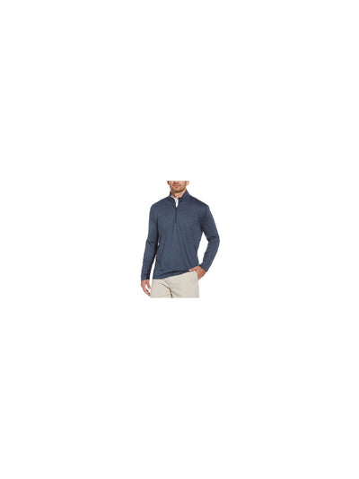 HYBRID APPAREL Mens Golf Navy Heather Mock Neck Classic Fit Quarter-Zip Stretch Stretch Shirt S