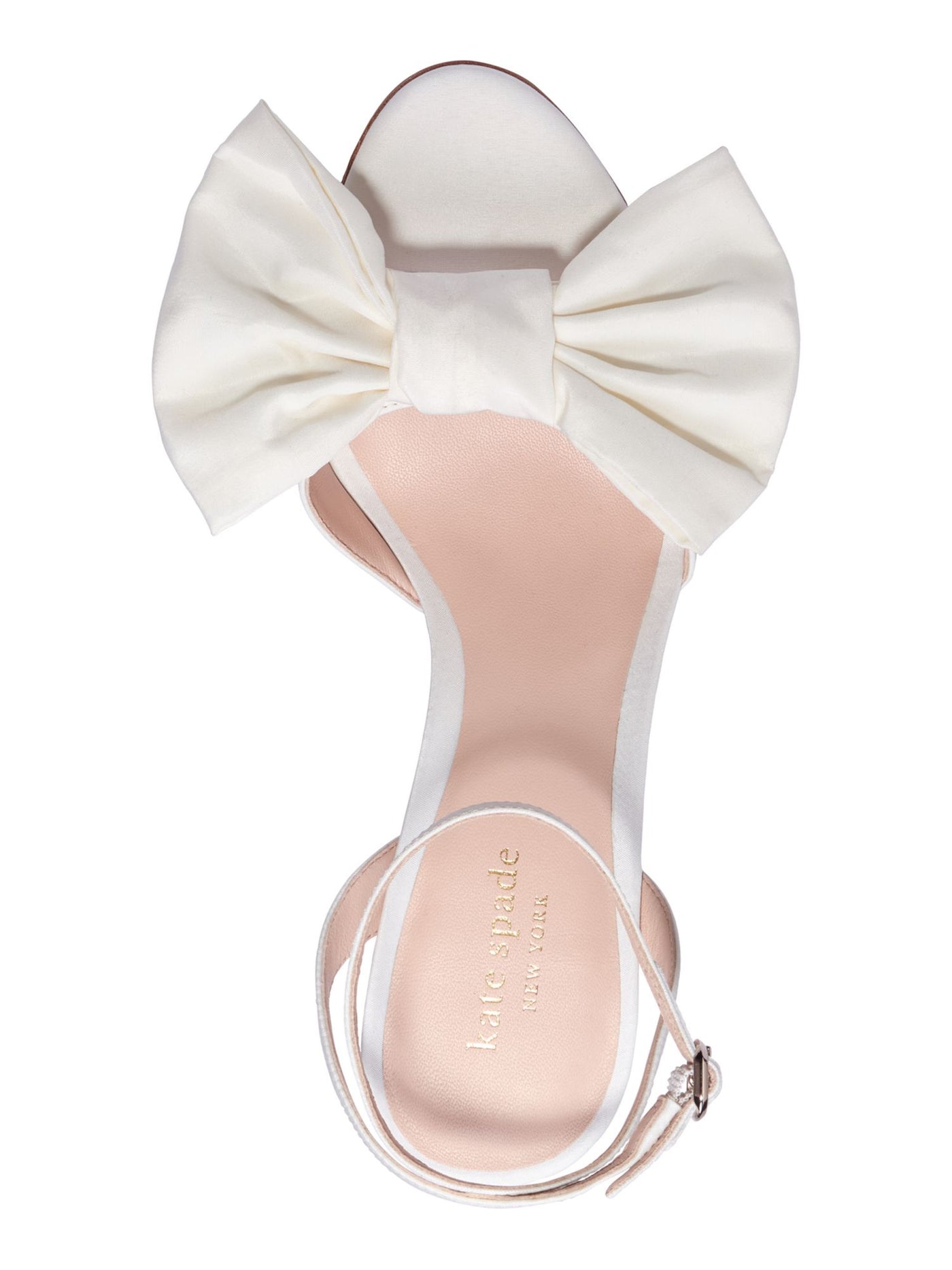 KATE SPADE NEW YORK Womens Ivory Padded Bow Accent Ankle Strap Gloria Round Toe Stiletto Buckle Heeled Sandal 8.5 B